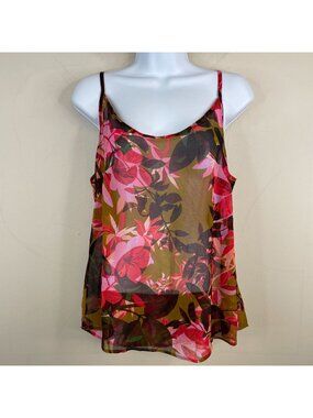 Y2k Tank Top Medium Forest Fairy Floral Sheer Strappy Layering Festival Party